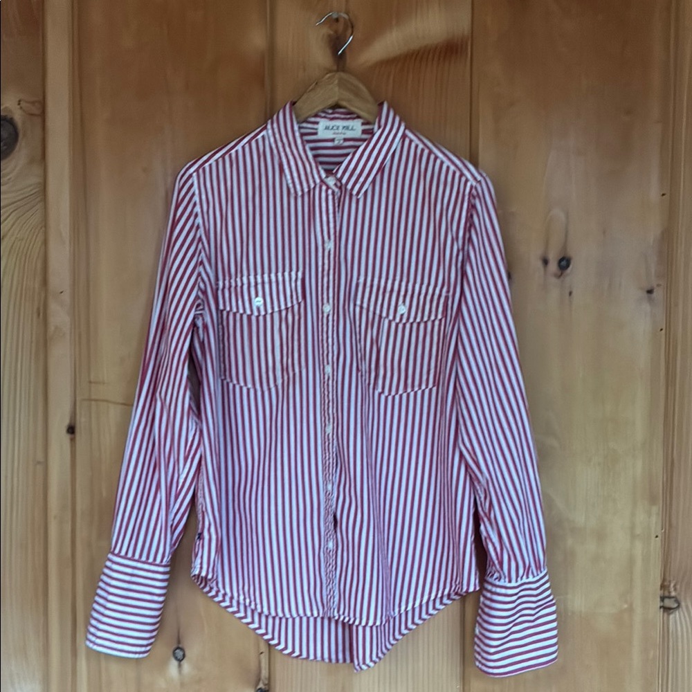 Alex Mill Red and White Striped Button Down Shirt